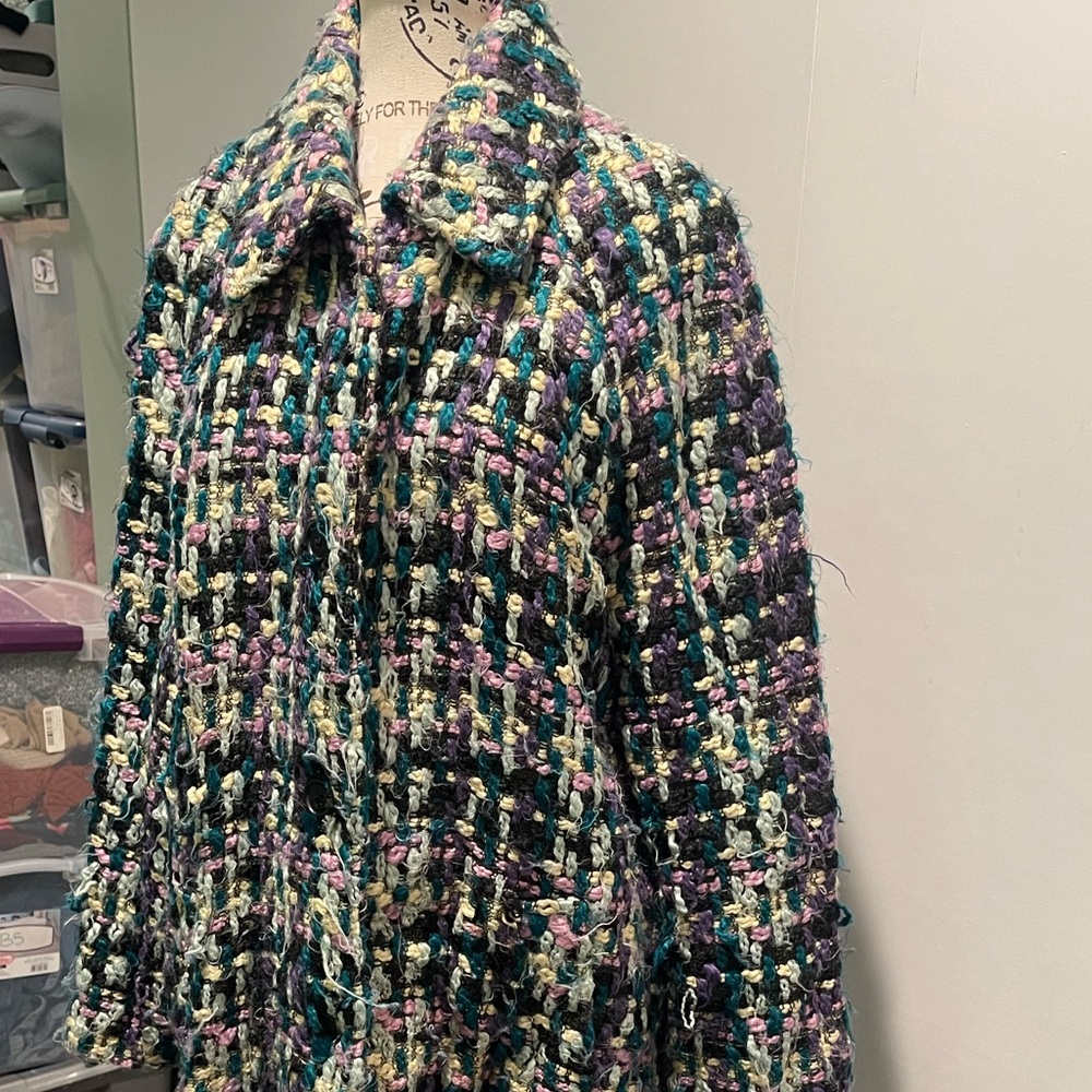 Eva Mendes for New York & Company Bouclé Tweed Coat – Size L - Picture 5 of 9